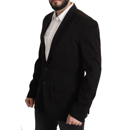 Dolce & Gabbana Black Wool Single Breasted Coat Blazer Dolce & Gabbana