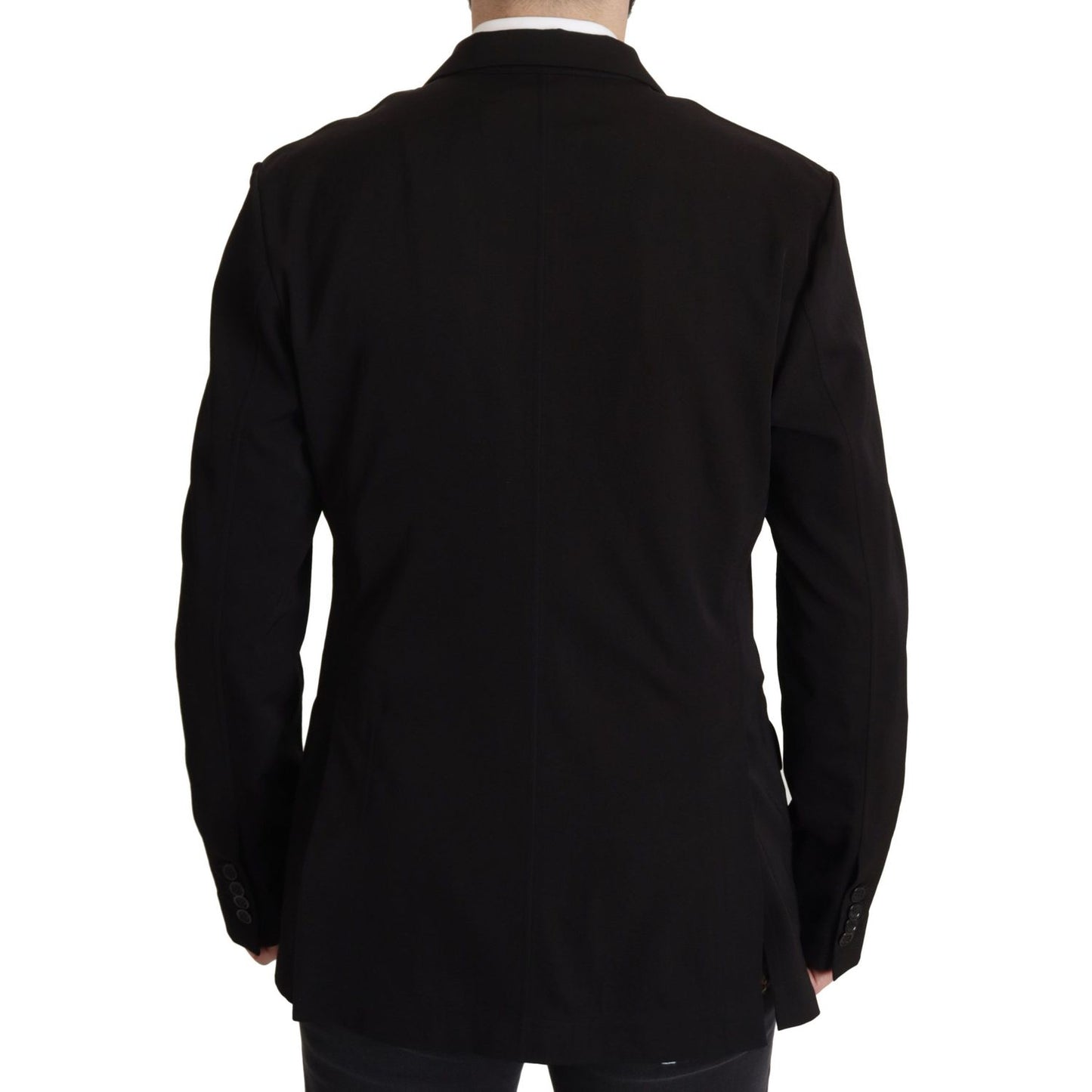 Dolce & Gabbana Black Wool Single Breasted Coat Blazer Dolce & Gabbana