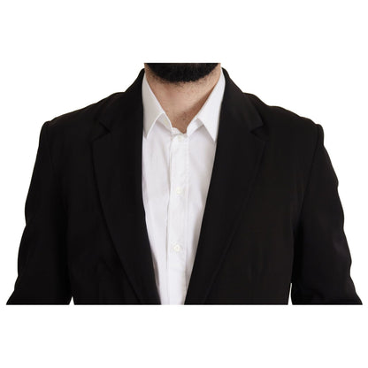Dolce & Gabbana Black Wool Single Breasted Coat Blazer Dolce & Gabbana