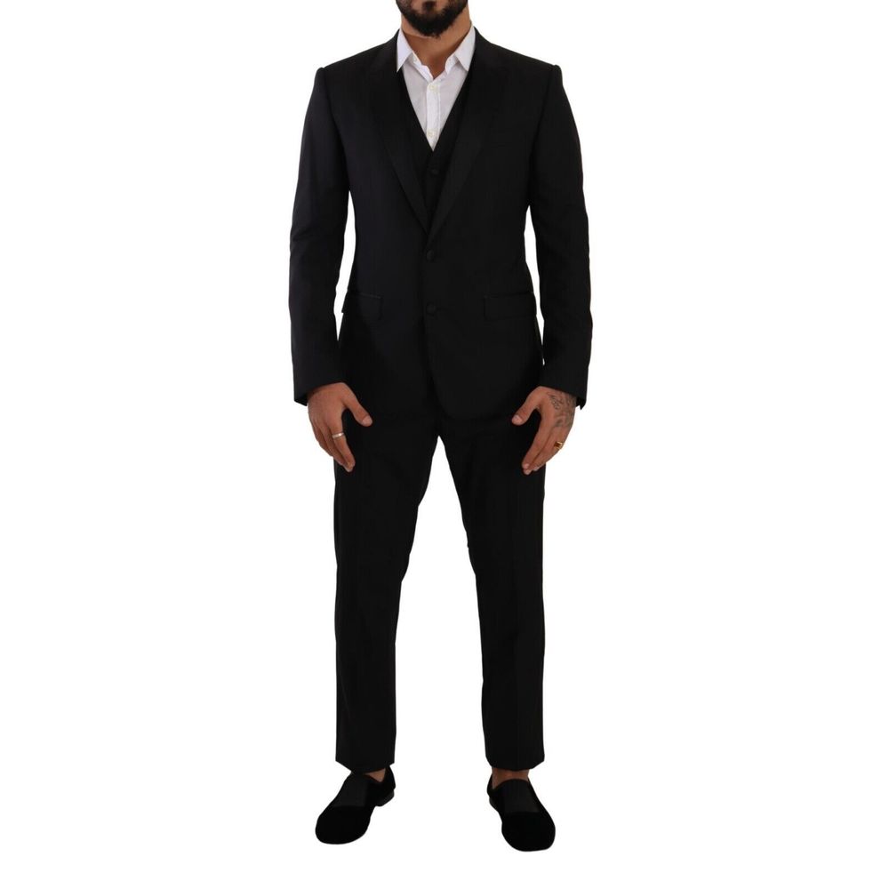 Dolce & Gabbana Black Wool Three-Piece Suit Dolce & Gabbana
