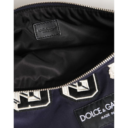 Dolce & Gabbana Blue DG Logo Patch Embellished Pouch Clutch Men Borse Bag