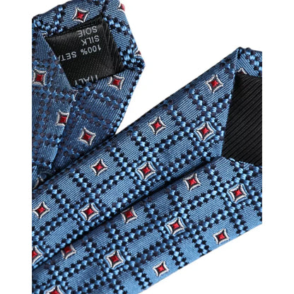 Dolce & Gabbana Blue Patterned 100% Silk Adjustable Men Tie