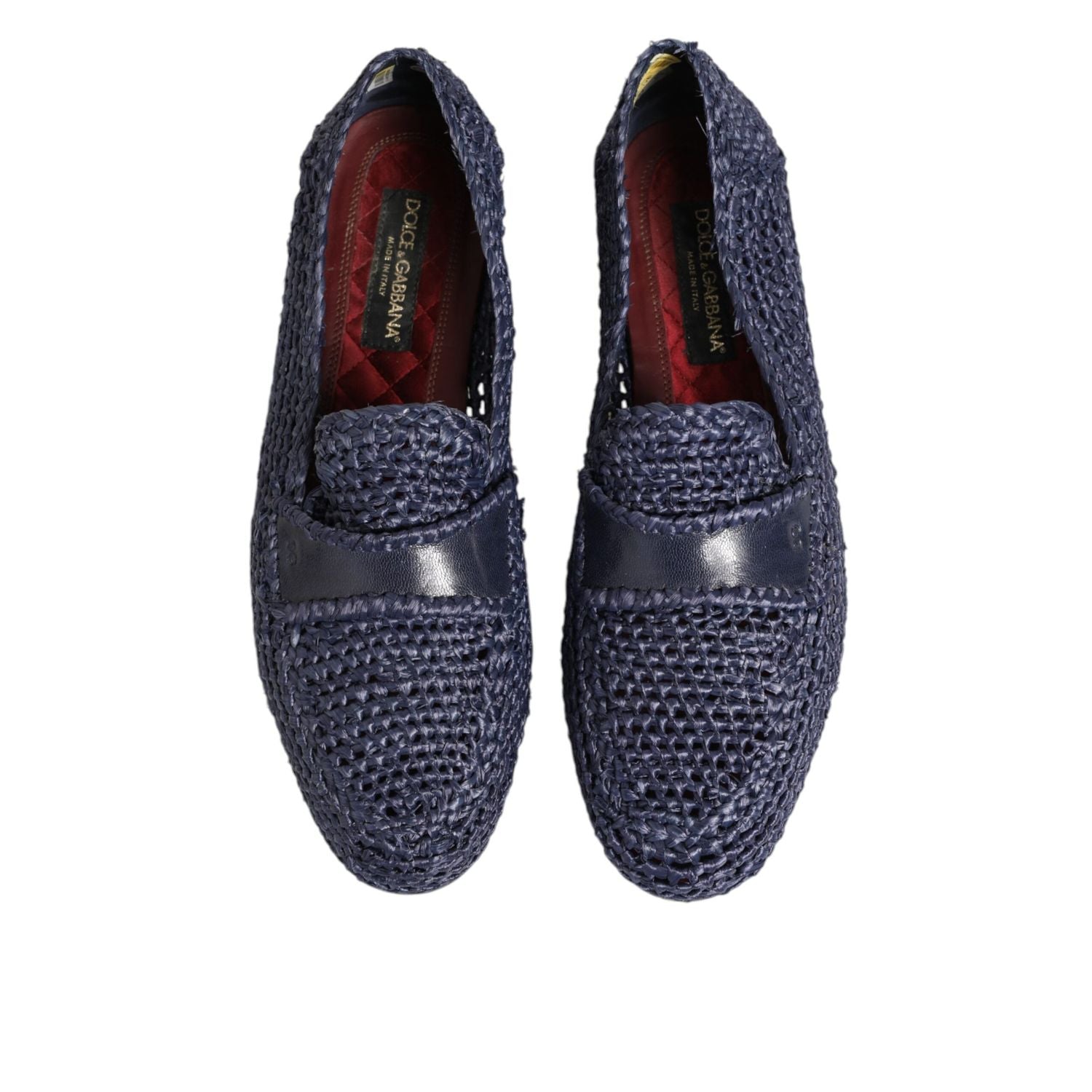 Dolce & Gabbana Blue Woven Leather Slip On Loafers Men Shoes