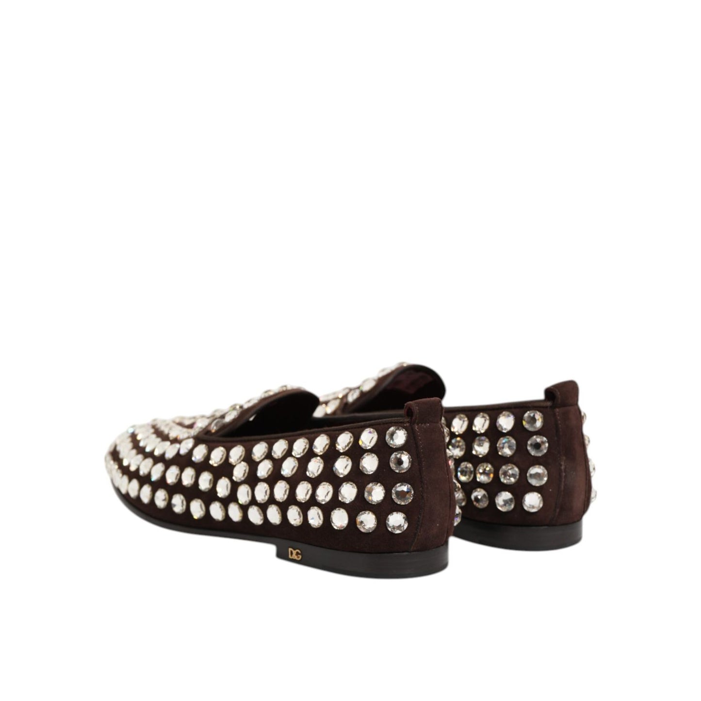 Dolce & Gabbana Bordeaux Suede Crystals Loafers Dress Shoes