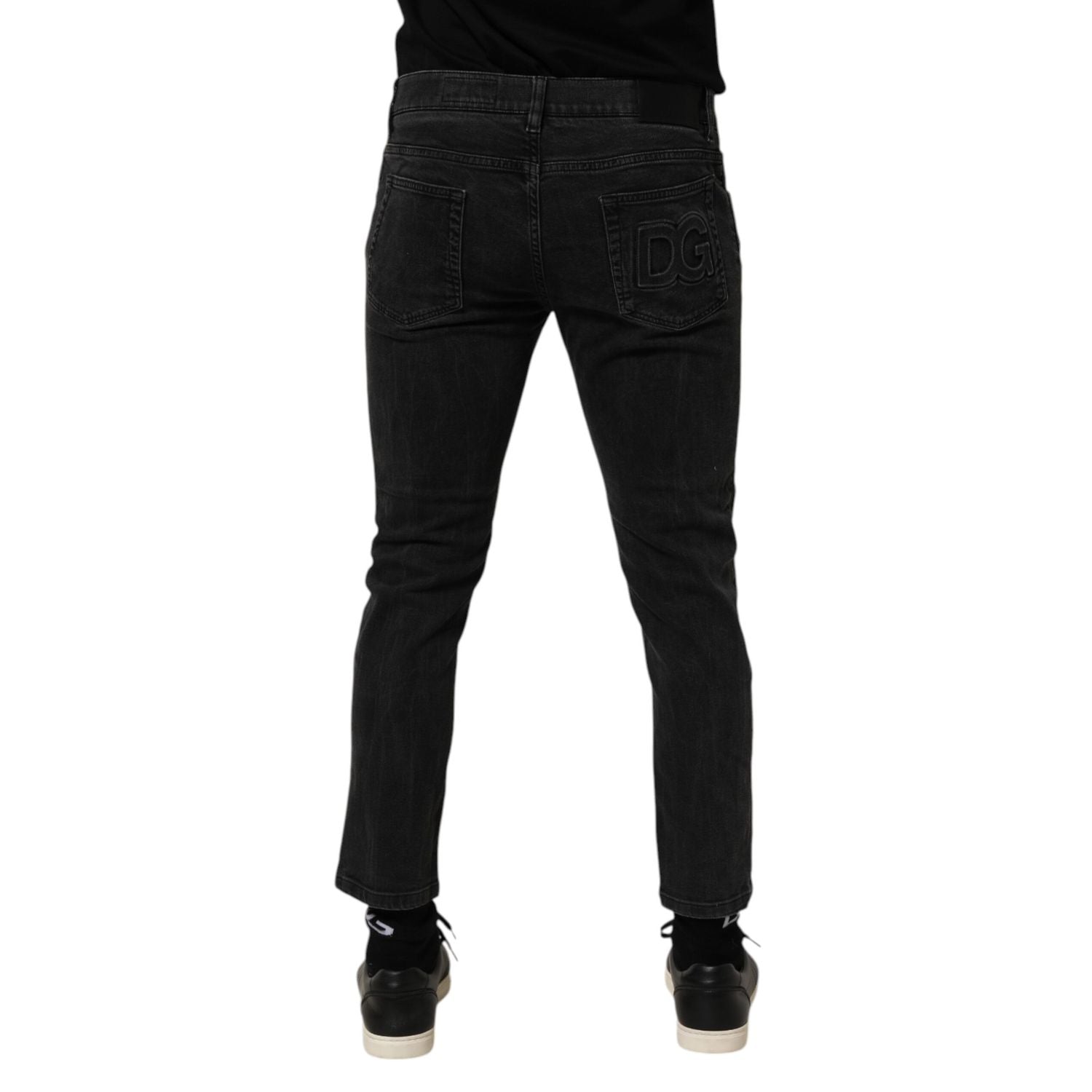 Dolce & Gabbana Dark Gray Cotton Stretch Denim Trouser Jeans