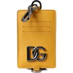 Dolce & Gabbana Orange Calf Leather Credit Card Holder Clip On Wallet Dolce & Gabbana Goldenrod