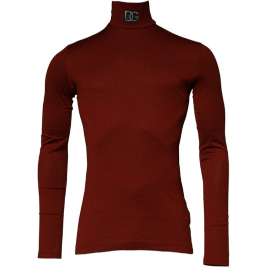 Dolce & Gabbana Red Cotton Turtleneck Men Pullover Sweater TSH87494-46