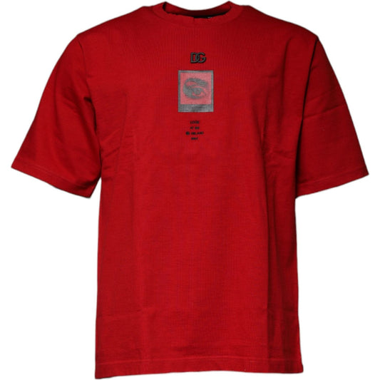 Dolce & Gabbana Red DG Eye Cotton Crew Neck T-shirt TSH87472-44