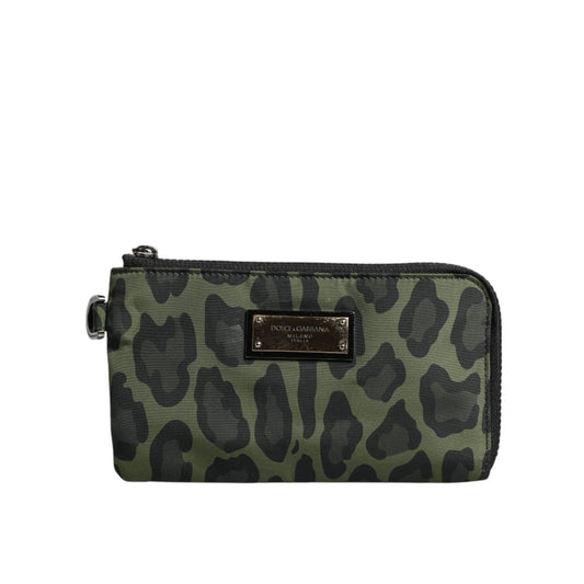 Dolce & Gabbana Green Leopard Leather Logo Plaque Multifunctional Kit Bag