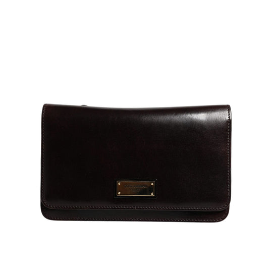 Dolce & Gabbana Maroon Horse Leather Logo Plaque Mini Crossbody Bag