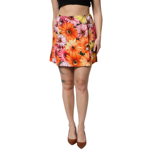 Dolce & Gabbana Multicolor Floral High Waist Mini Skirt Dolce & Gabbana