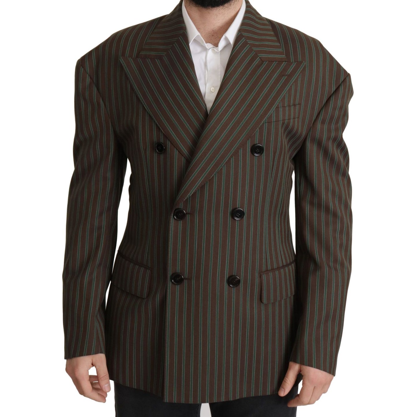 Dolce & Gabbana Multicolor Stripes Double Breasted Blazer Dolce & Gabbana