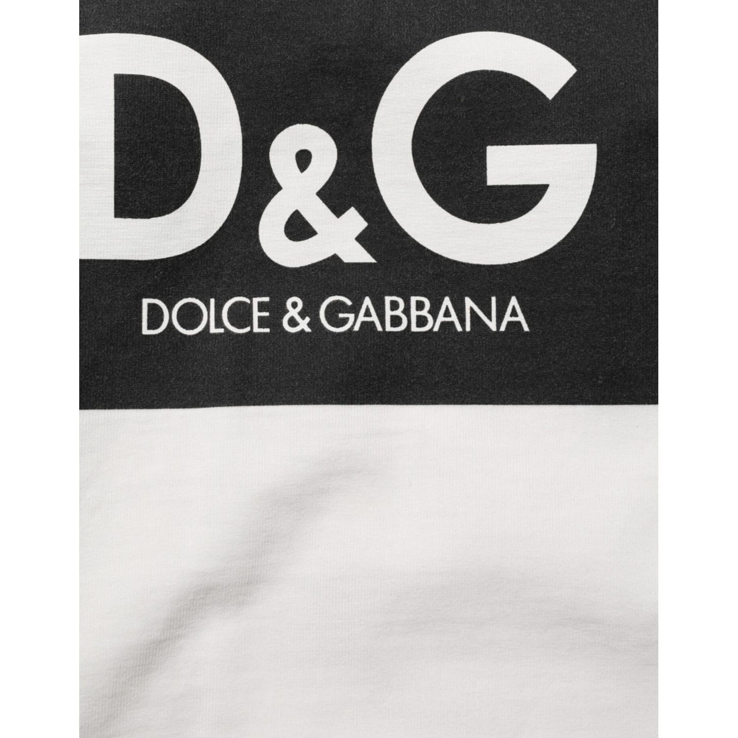Dolce & Gabbana White Cotton Logo Print Crew Neck Men T-shirt