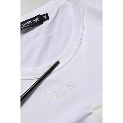 Dolce & Gabbana White Cotton Pocket Crew Neck Men Tee T-shirt