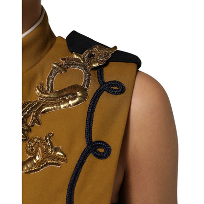 Dolce & Gabbana Yellow Crystal Cross Runway Vest Jacket Top Dolce & Gabbana