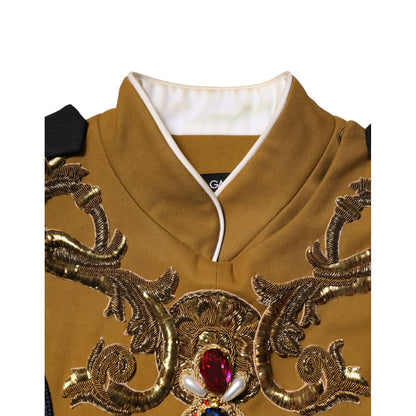 Dolce & Gabbana Yellow Crystal Cross Runway Vest Jacket Top Dolce & Gabbana