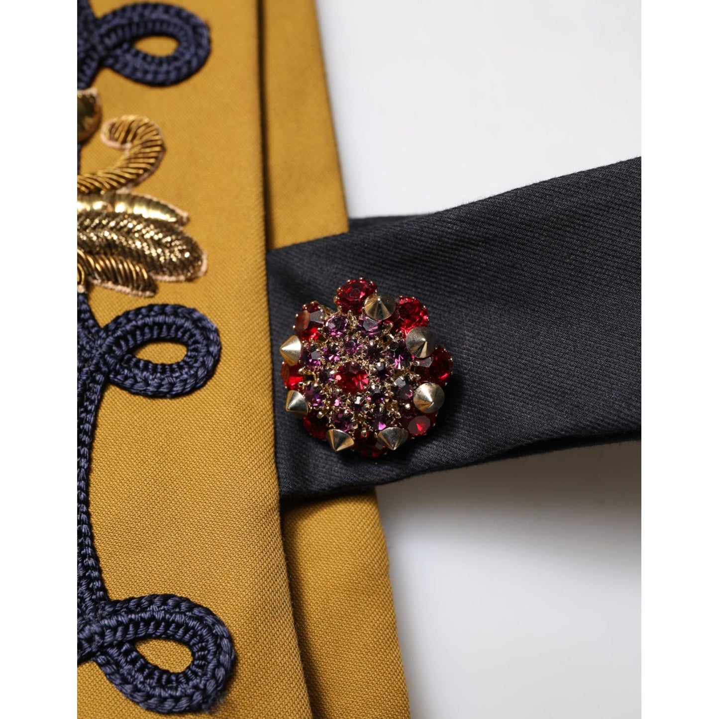 Dolce & Gabbana Yellow Crystal Cross Runway Vest Jacket Top Dolce & Gabbana