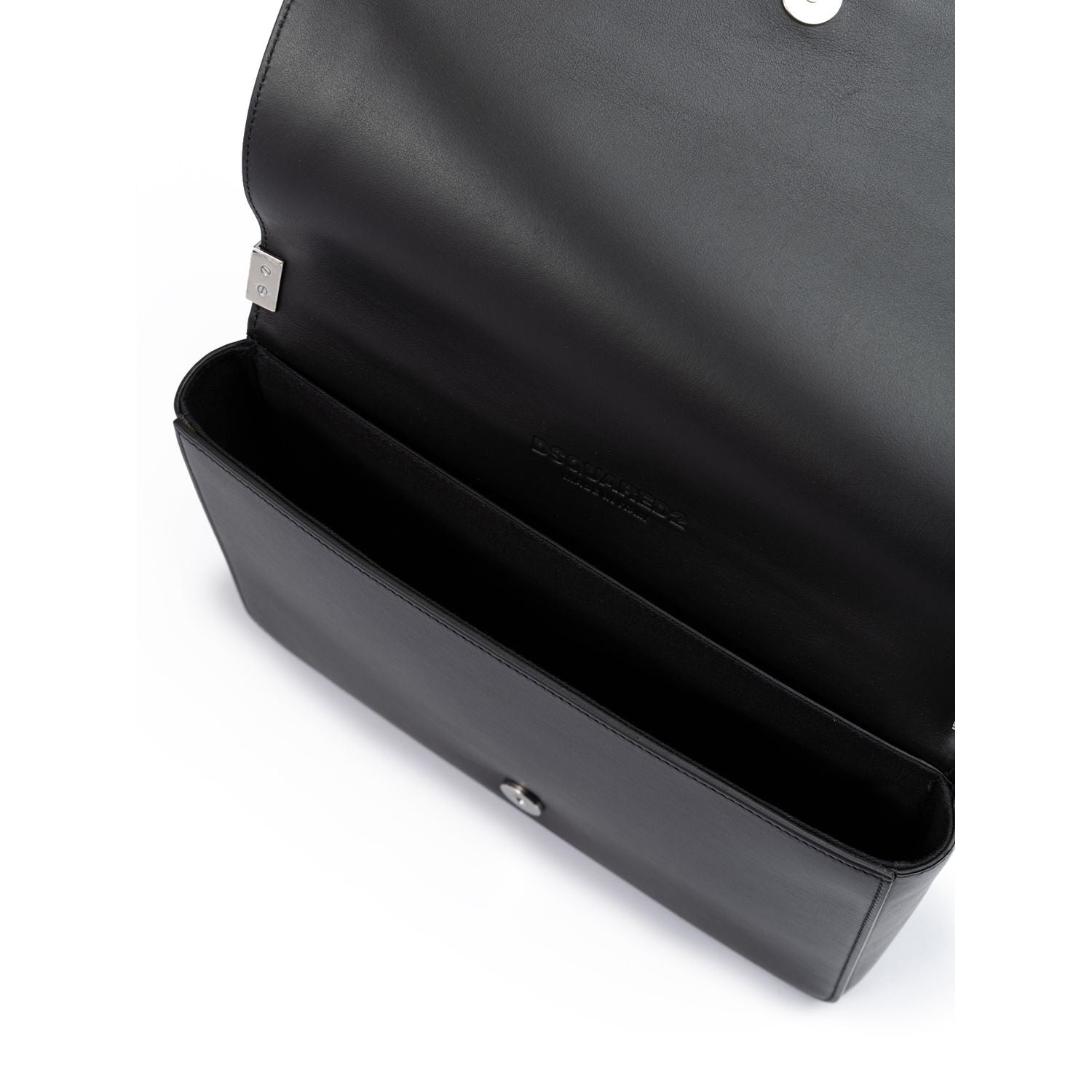 Dsquared² Black Leather Messenger Bag