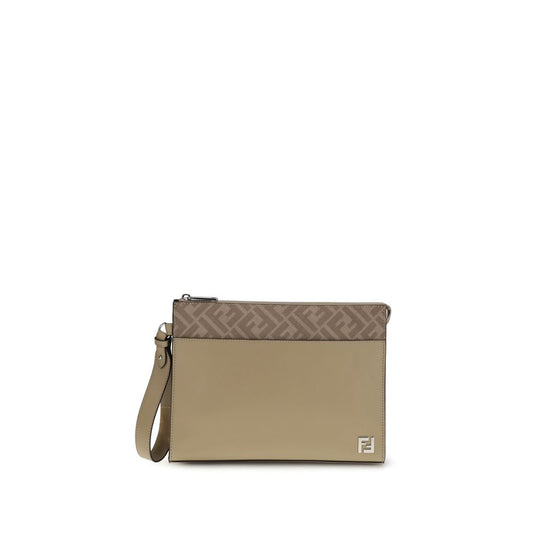 Fendi Beige Leather Clutch Bag Fendi