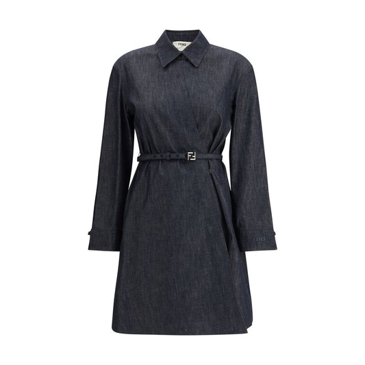 Fendi Blue Cotton Casual Dress Fendi