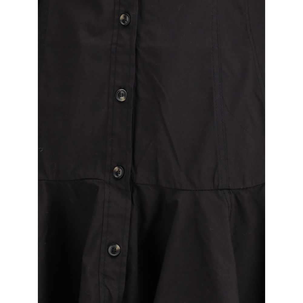 Ganni Black Cotton Casual Dress Ganni
