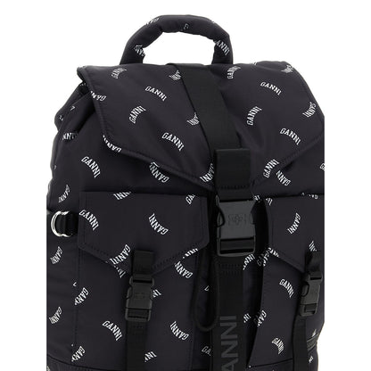 Ganni Black Polyester Backpack