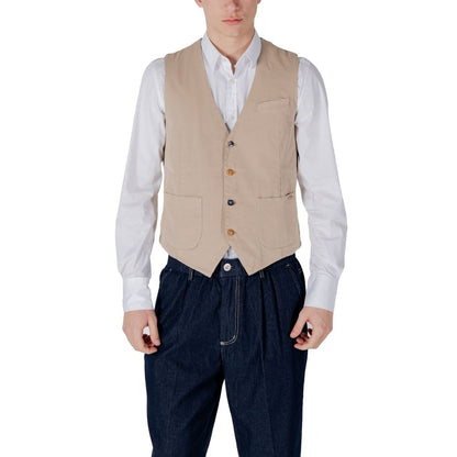 Gianni Lupo Beige Cotton Waistcoat Gianni Lupo