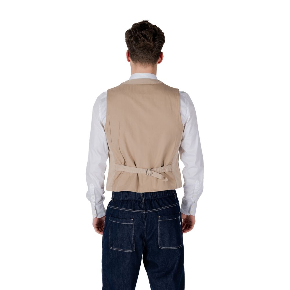 Gianni Lupo Beige Cotton Waistcoat Gianni Lupo