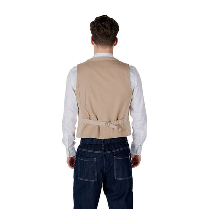 Gianni Lupo Beige Cotton Waistcoat Gianni Lupo