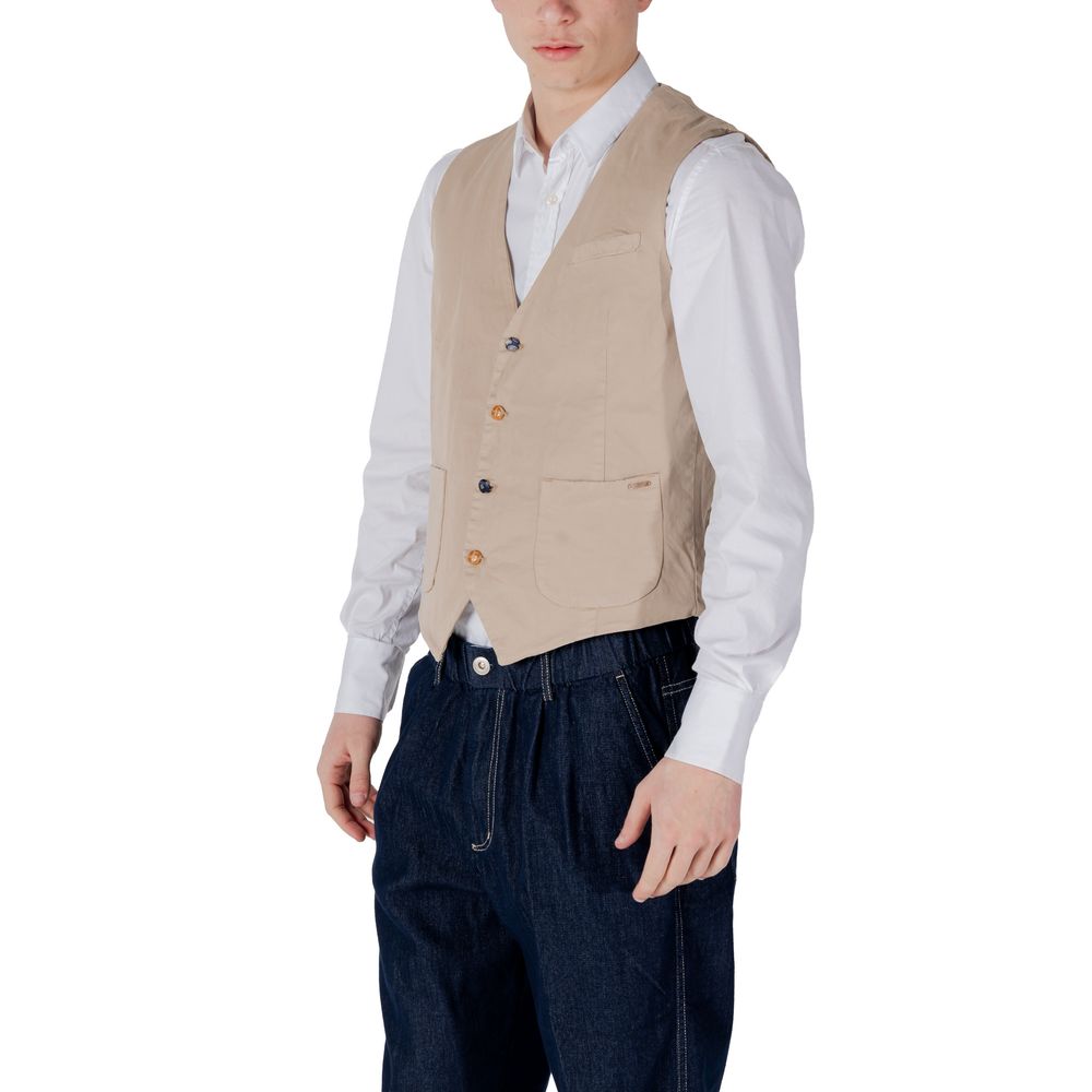 Gianni Lupo Beige Cotton Waistcoat Gianni Lupo