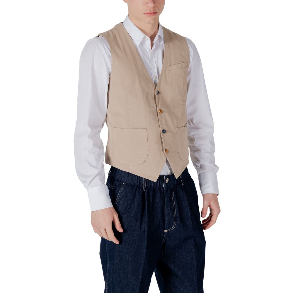 Gianni Lupo Beige Cotton Waistcoat Gianni Lupo