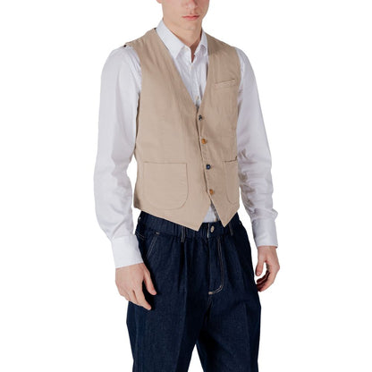 Gianni Lupo Beige Cotton Waistcoat Gianni Lupo