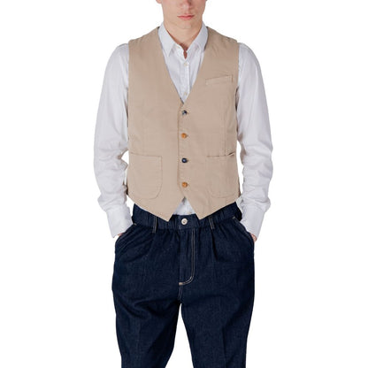 Gianni Lupo Beige Cotton Waistcoat Gianni Lupo