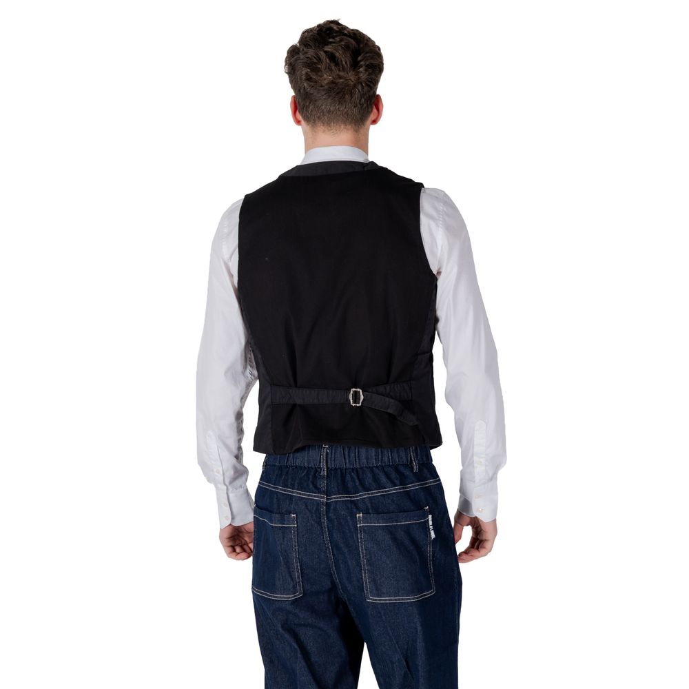 Gianni Lupo Black Cotton Waistcoat Gianni Lupo