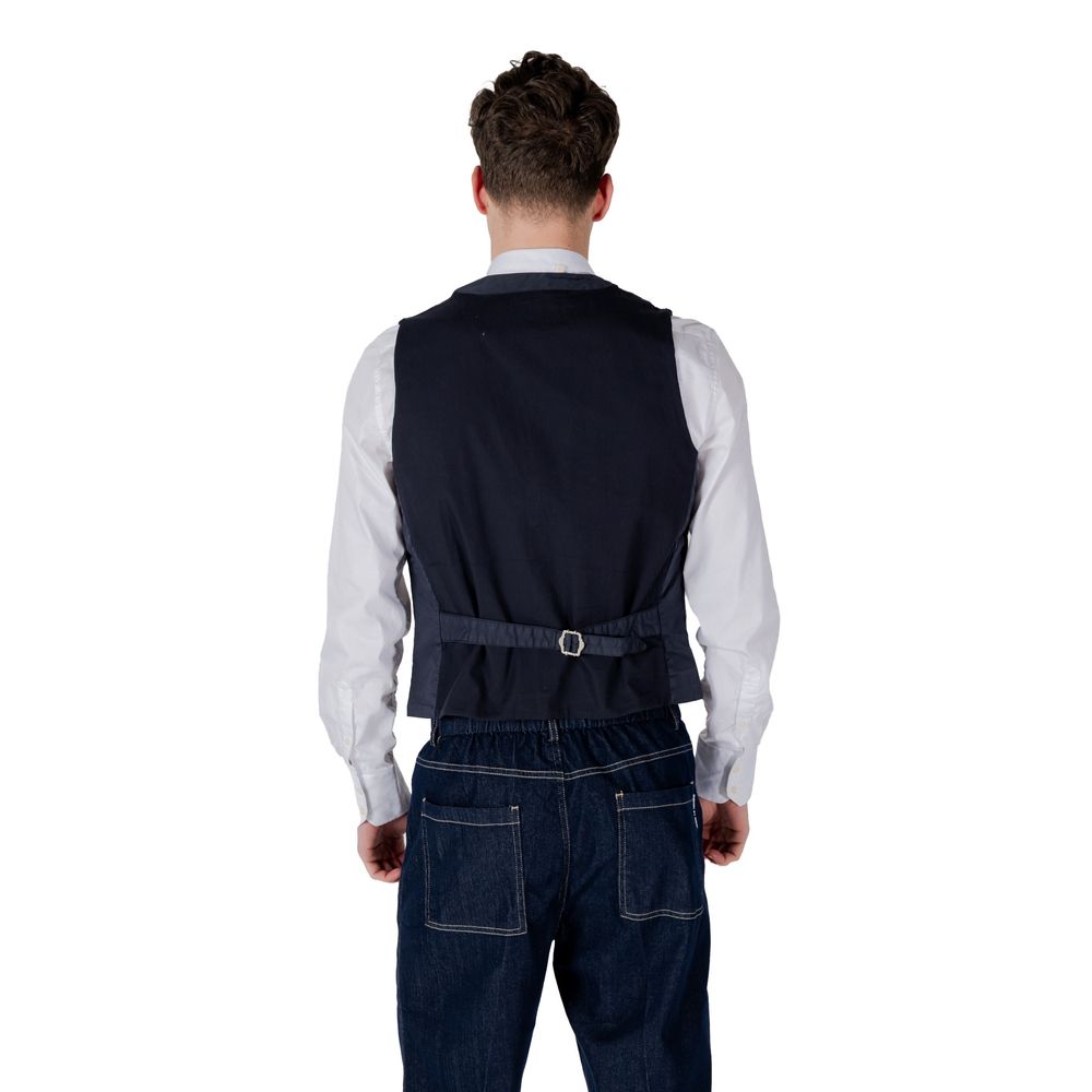Gianni Lupo Blue Cotton Waistcoat Gianni Lupo