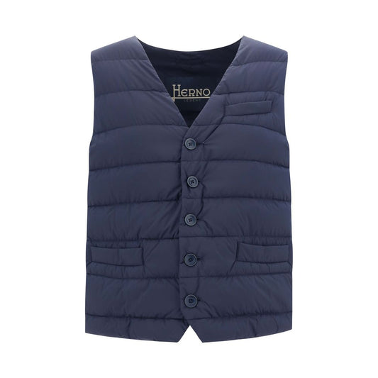 Herno Blue Polyamide Sleveless Jacket Herno