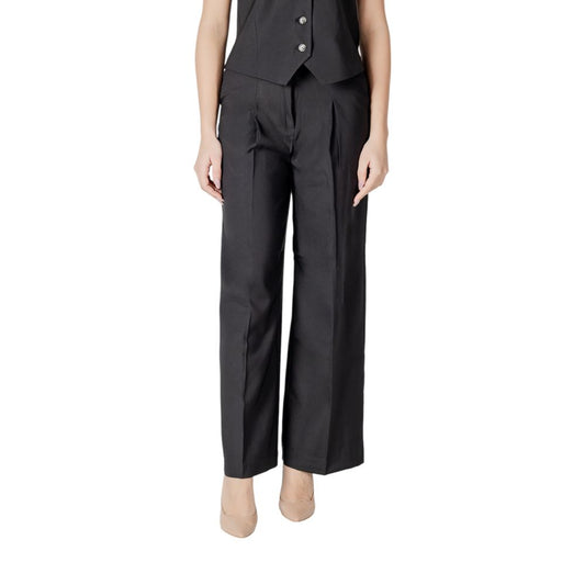 ICHI Black Polyester Pant ICHI