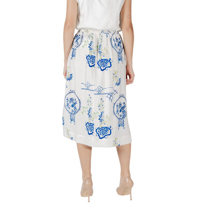 ICHI White Viscose Skirt ICHI
