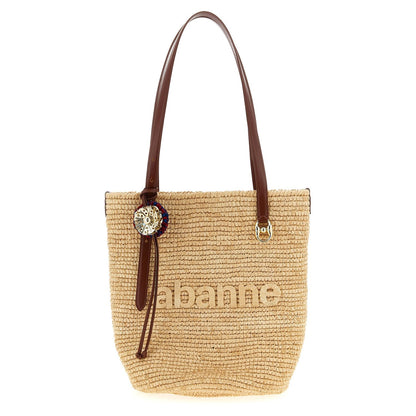 Paco Rabanne Beige Raffia Tote Bag