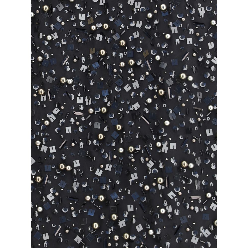 Sacai Black Polyester Midi Skirt