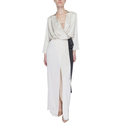 Sandro Ferrone Beige Polyester Long Dress Sandro Ferrone