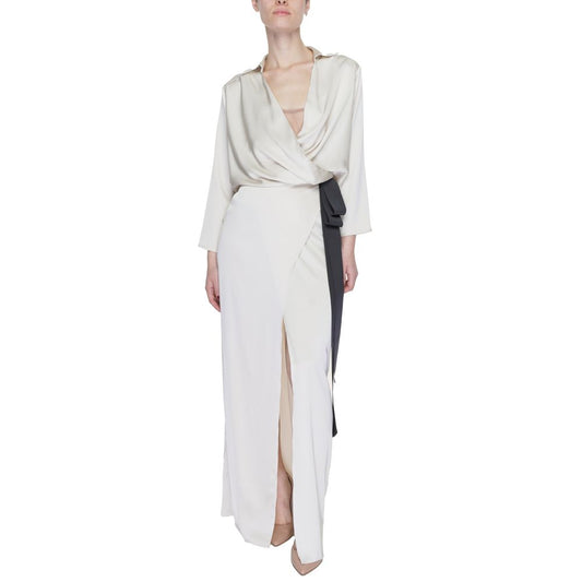 Sandro Ferrone Beige Polyester Long Dress Sandro Ferrone