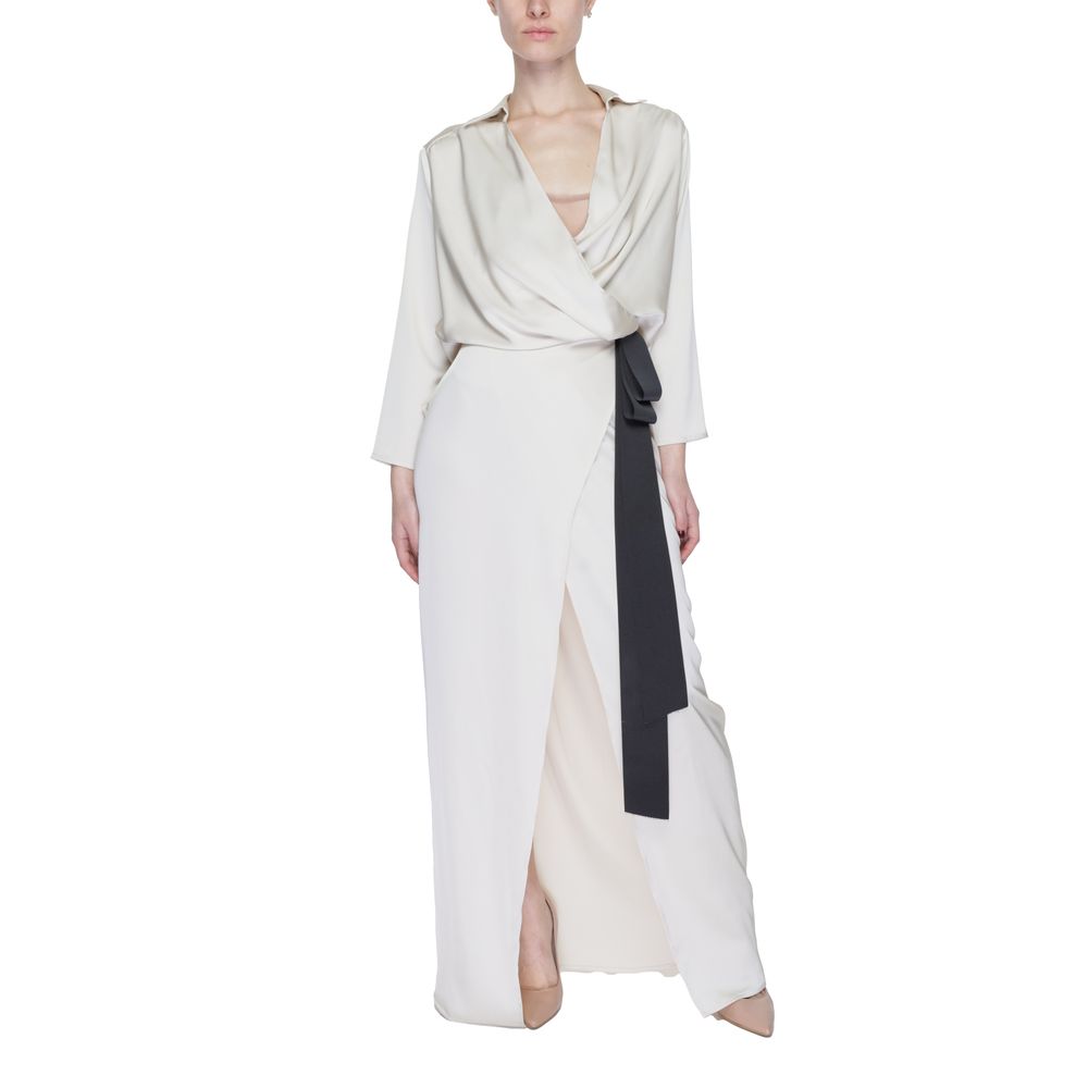 Sandro Ferrone Beige Polyester Long Dress Sandro Ferrone