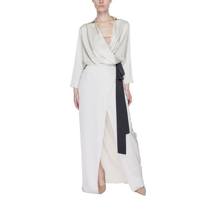 Sandro Ferrone Beige Polyester Long Dress Sandro Ferrone