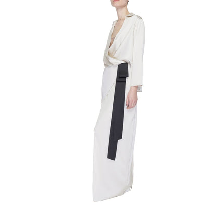Sandro Ferrone Beige Polyester Long Dress Sandro Ferrone