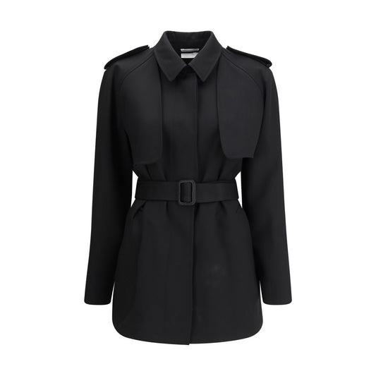 The Row Black Fleece Wool Trench Coat The Row