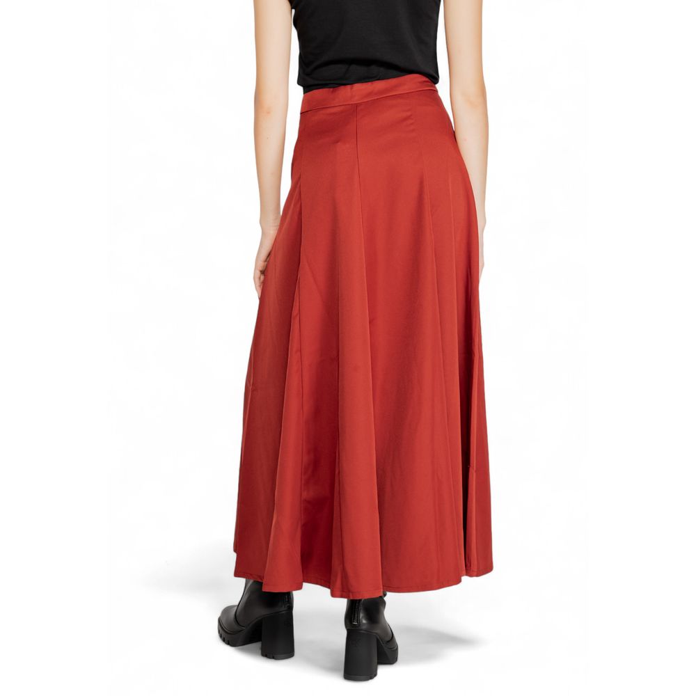 Vero Moda Red Polyester Long Skirt Vero Moda
