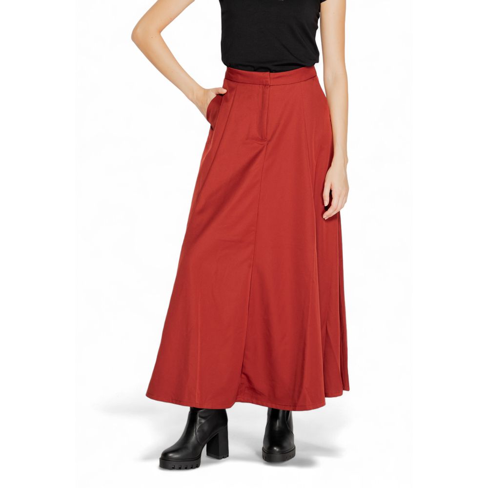 Vero Moda Red Polyester Long Skirt Vero Moda