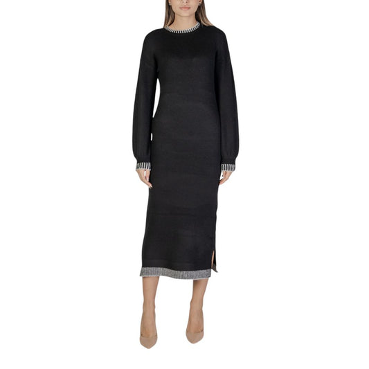 Vila Clothes Black Polyester Midi Dress Vila Clothes
