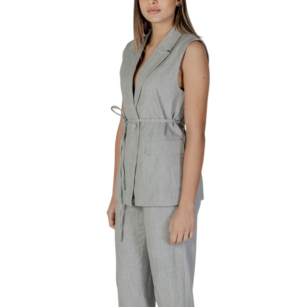 Vila Clothes Gray Recycled Polyester Waistcoat Vila Clothes